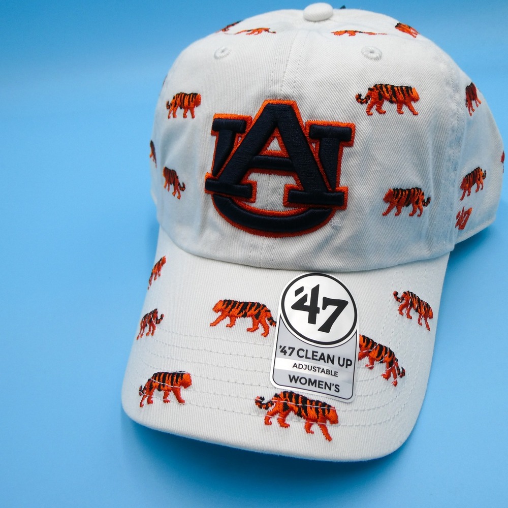 '47 Auburn Tigers Hat Womens Adjustable Clean Up White All Over Tiger Pattern - Picture 2 of 8